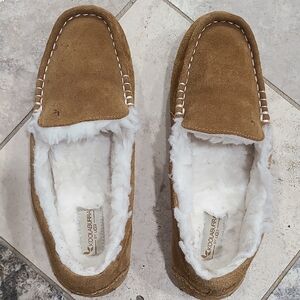 Koolaburra Brown Suede Slippers with White Lining